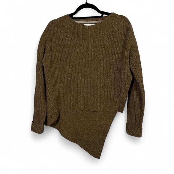 Brochu Walker Thandee Asymmetrical Wool Blend Sweater in Forest Green - Picture 2 of 8